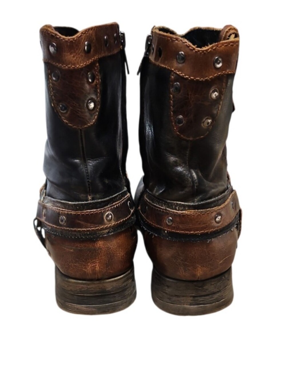 Bed Stu Montley Rubic Leather Ankle Distressed Harness Western Boots - Picture 7 of 10